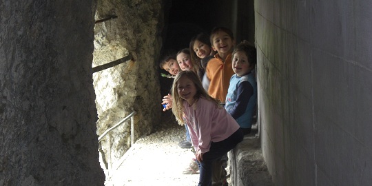 Children will love the tunnels of Gourdon